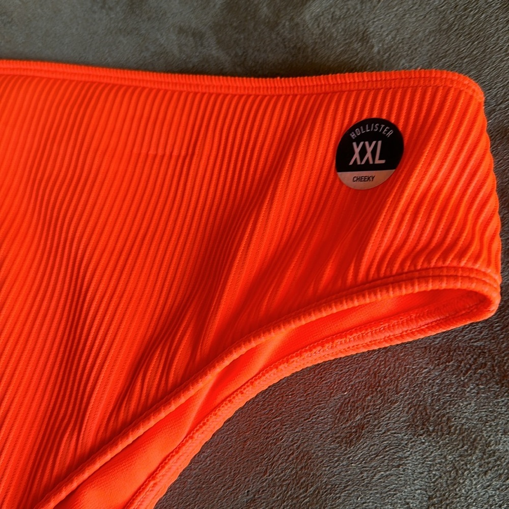 Hollister *NWOT* Women’s Neon Orange Ribbed Bikini Bottoms - Picture 3 of 15